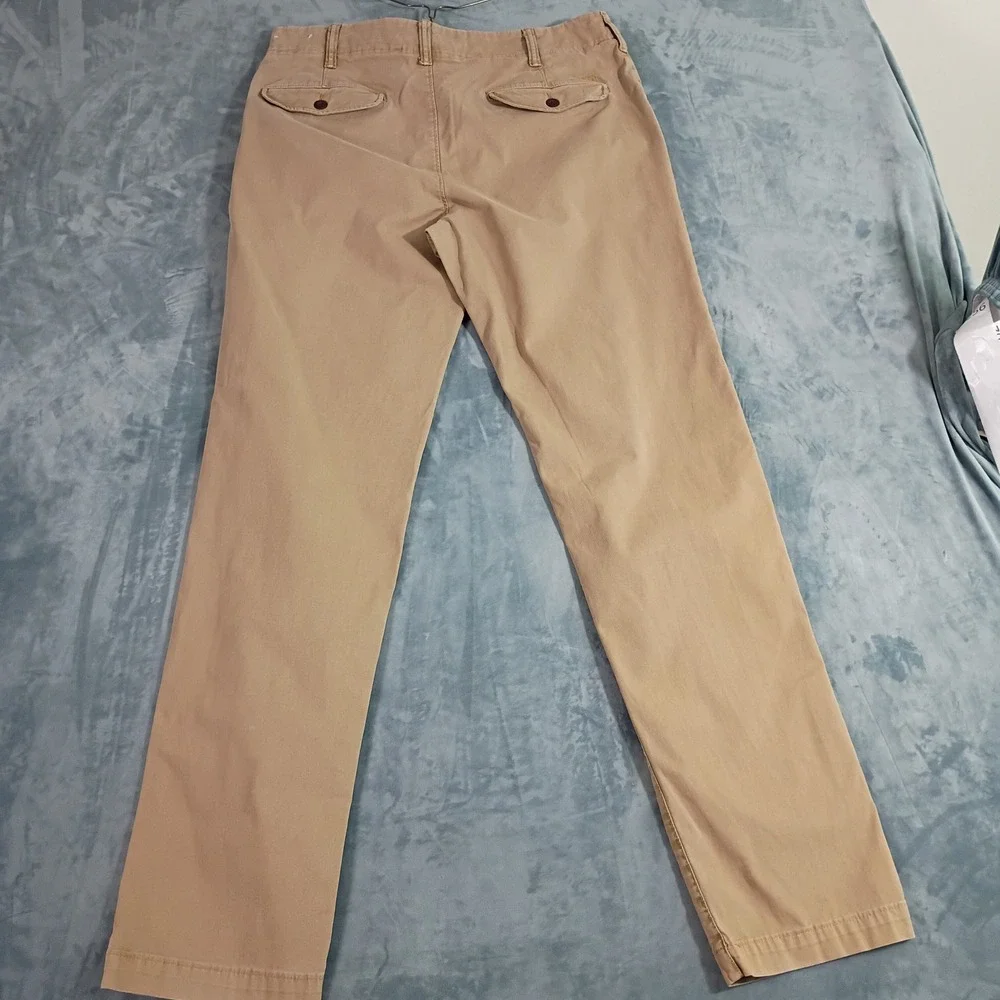American Eagle Men 34x34 Slim Straight Flex Chino Pants Khaki Tan Cotton Stretch
